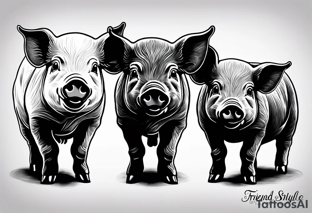 cute pig or piglet.
with text: "friends not food" tattoo idea