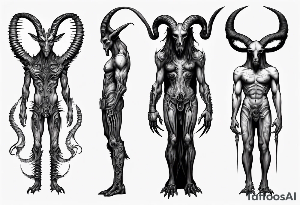Baphomet standing full body tattoo idea