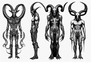 Baphomet standing full body tattoo idea