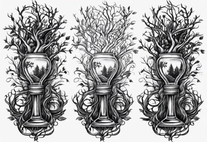 tattoo of roots wrapped around a hour glass tattoo idea