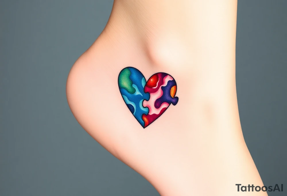 autism heart puzzle shape symbol tattoo idea