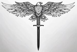 Eagle sword writing tattoo idea