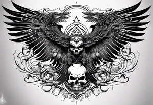 black kali, goddess pirate, alien, pachamama, valkrye, warrior, skull, lotus azul, wing, eagle, zenza resonance, stars, one side chest tattoo idea