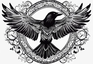 outlines of a crow with open wings tattoo idea