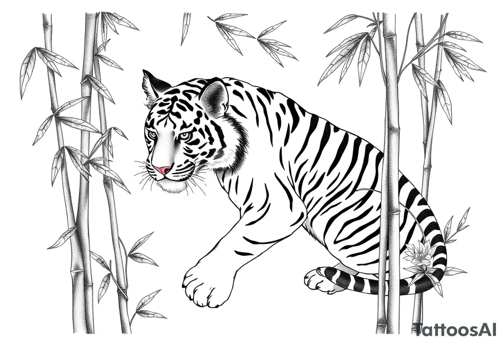 a tiger lurking in the bamboo forest tattoo idea