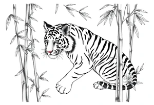 a tiger lurking in the bamboo forest tattoo idea