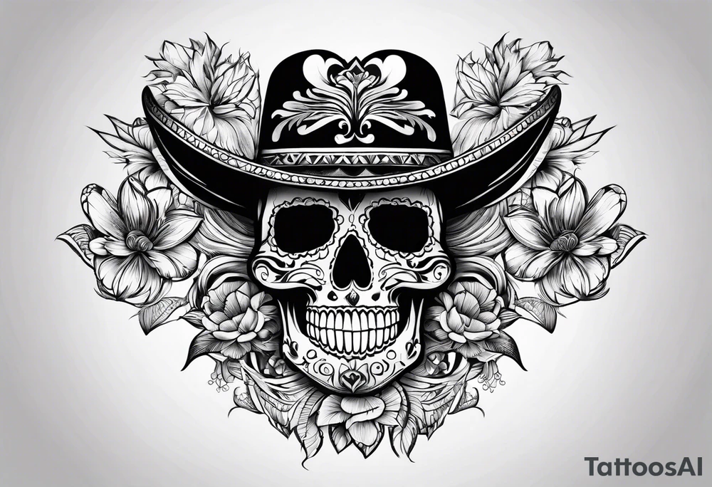 Mexican skull tattoo idea