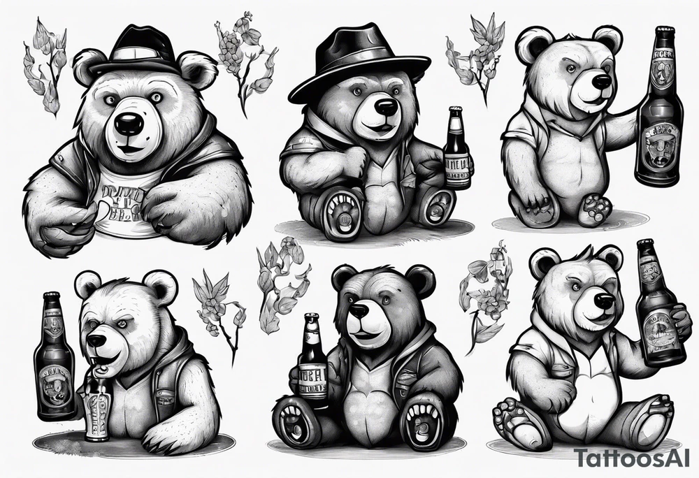 bear with a beer tattoo idea