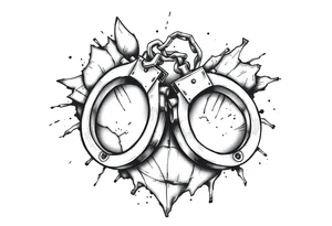 chicano style patchwork peice with handcuffs tattoo idea