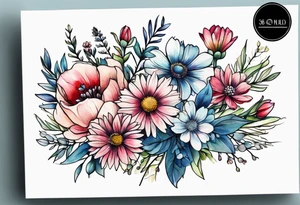 wildflower minimalist bouquet tattoo idea