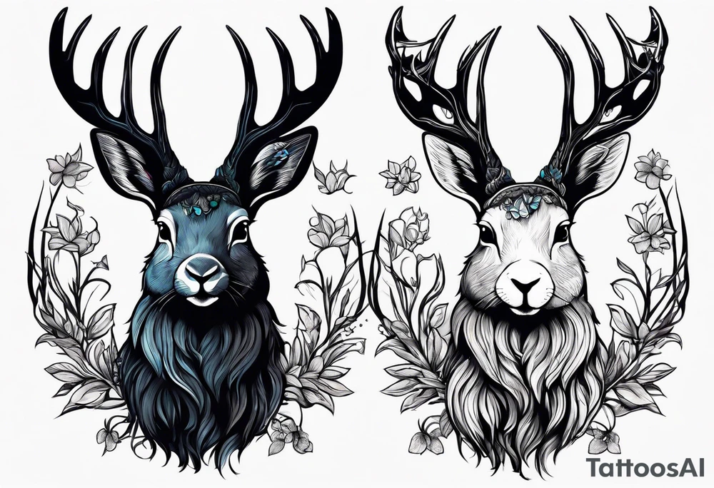 jackalope  silhouette portrait tattoo idea