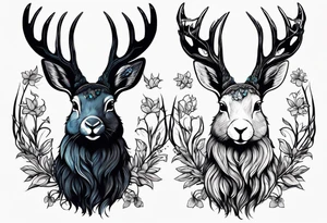 jackalope  silhouette portrait tattoo idea