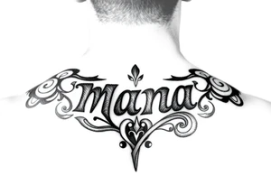 Tattoo over the word mana and create a Tamoko around the tattoo from the descent of Māori ihaia Of the north Island tattoo idea