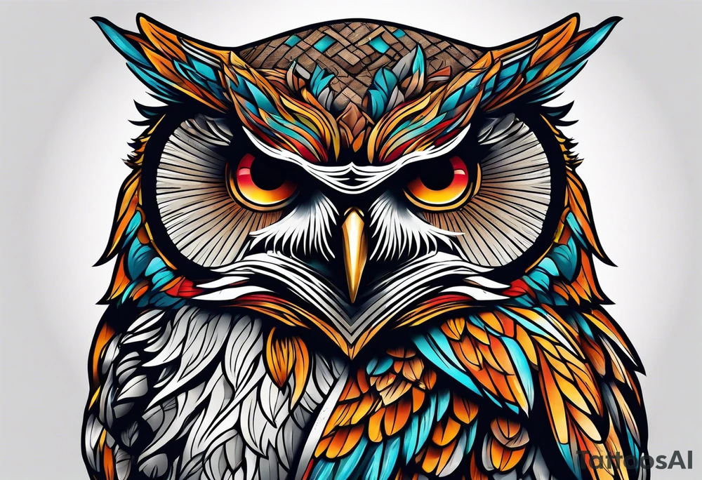 angry owl wrapping and center console boat tattoo idea