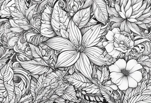 Leaves and flowers skinny piece tattoo idea