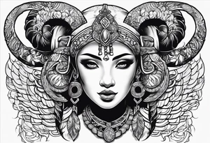 warrior ,
 ram's horns, angel's wings tattoo idea
