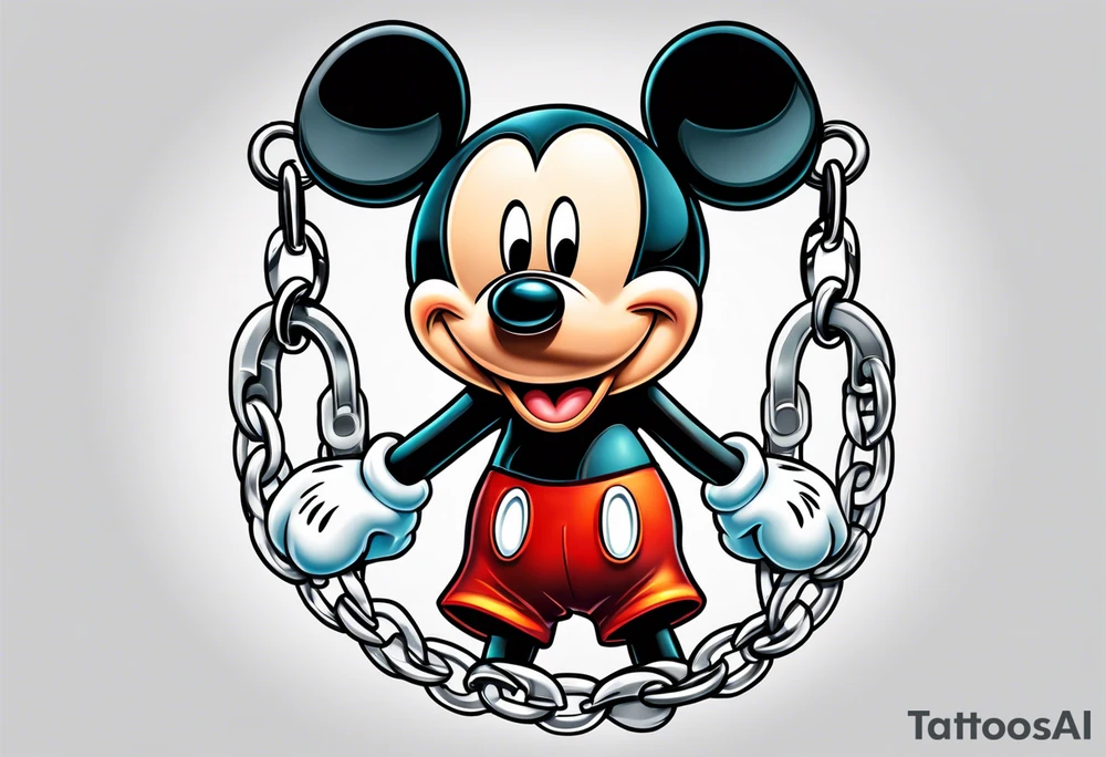 mickey mouse in a handcuffs tattoo idea