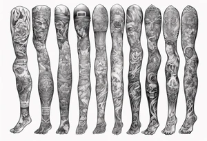 Full Leg sleeve tattoo symbolizing equality, social justice, service to humanity, and tolerance for other religions tattoo idea
