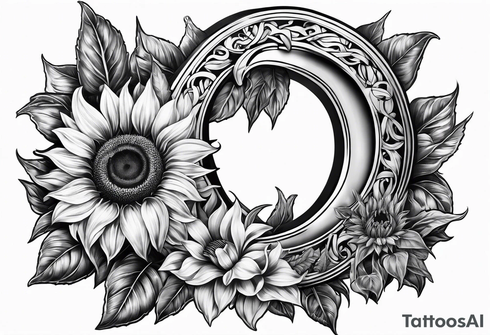 Sunflower and horseshoe tattoo idea