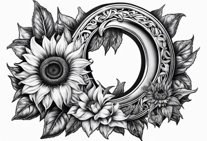 Sunflower and horseshoe tattoo idea