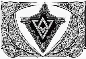 Valhalla sword shield axe barbed wire chains valknut fire tattoo idea