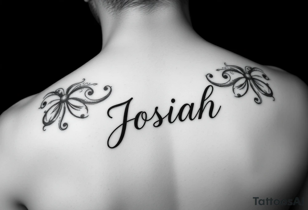 A baby memorial tattoo with the name Josiah tattoo idea