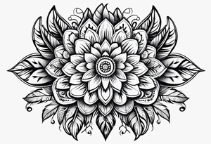 western pattern with feathers and flowers tattoo idea