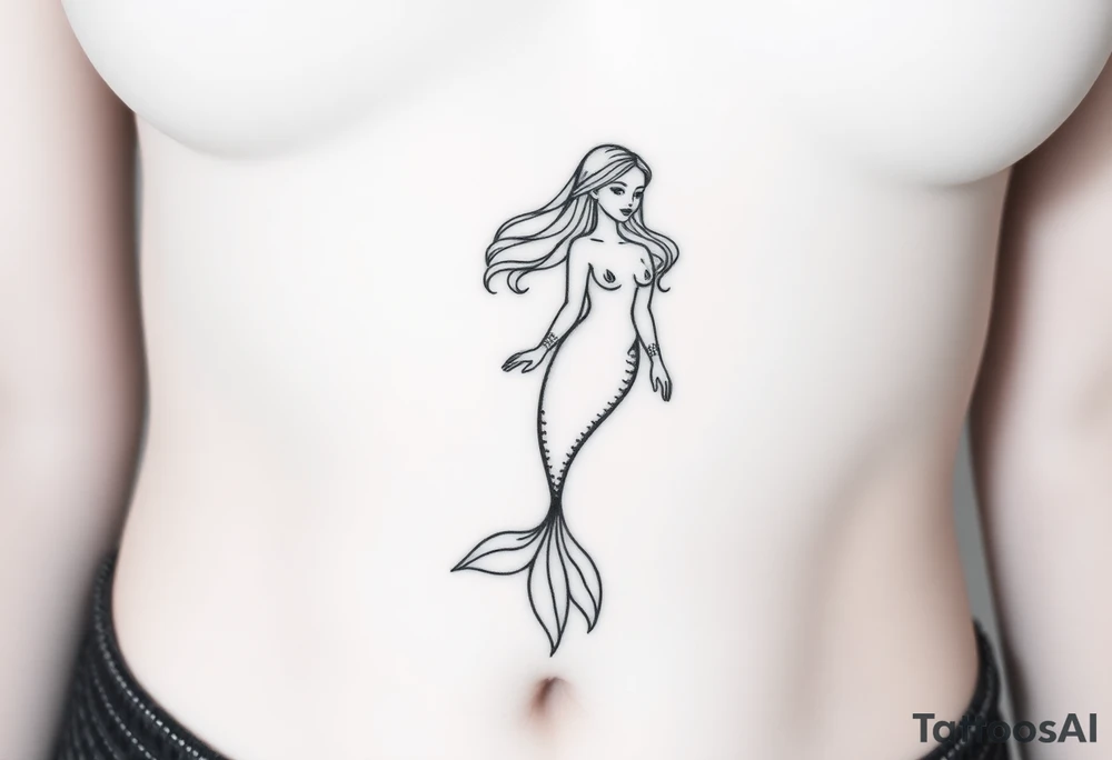 Mermaid light grainy tattoo idea