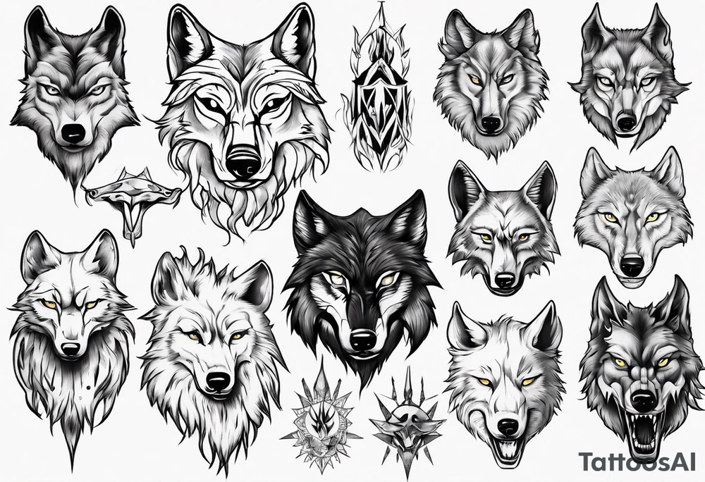 wolf head tattoo idea