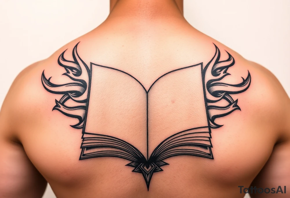 tribal open book tattoo idea