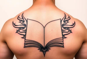 tribal open book tattoo idea