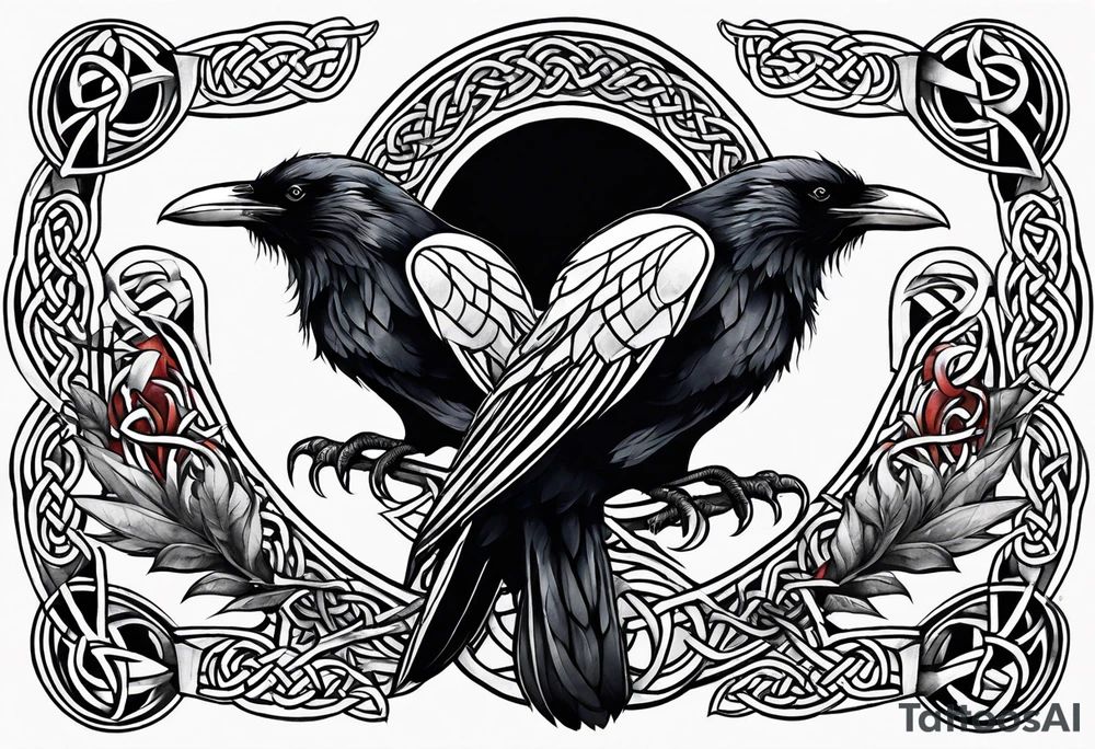 3 ravens made of Celtic knots tattoo idea