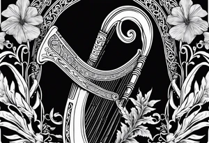 Irish harp with the New Zealand Silver Fern tattoo idea