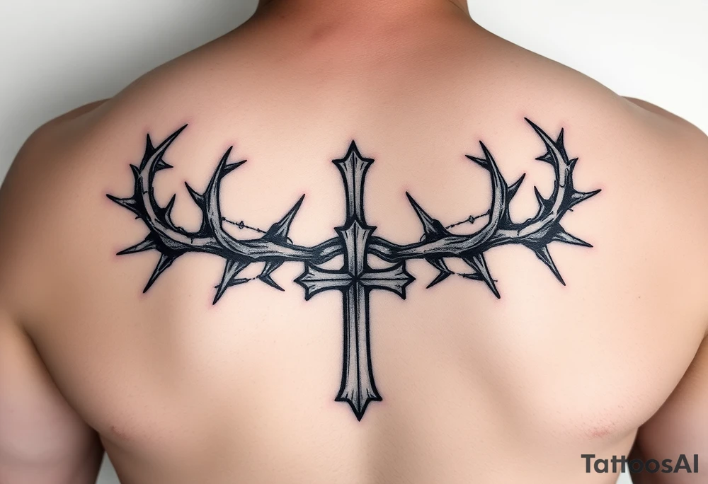 Crowns of thorns with god first and cross tattoo idea