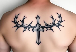 Crowns of thorns with god first and cross tattoo idea