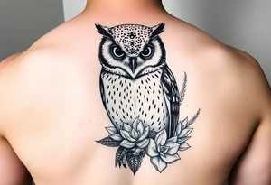 Barn Owl with Succulents tattoo idea