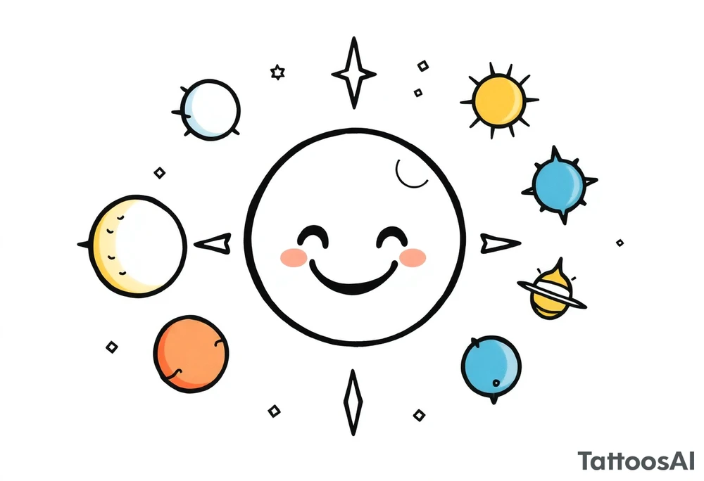 Smiley Cute solar system tattoo idea