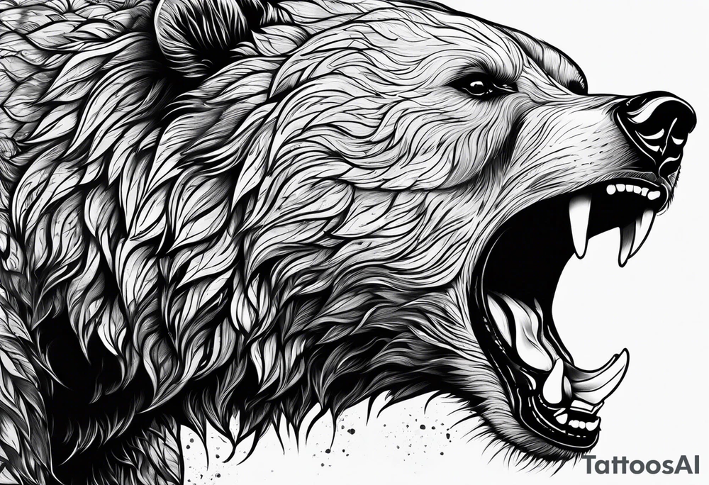 screaming bear 4cmx10cm tattoo idea