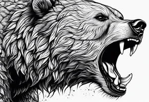 screaming bear 4cmx10cm tattoo idea