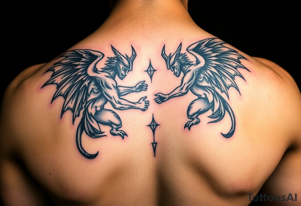 Demons and angels fighting tattoo idea