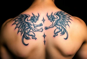 Demons and angels fighting tattoo idea