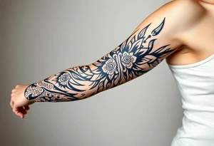 bold line shaman and indian style desingn tattoo idea