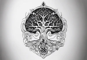 mechanical roots tattoo idea