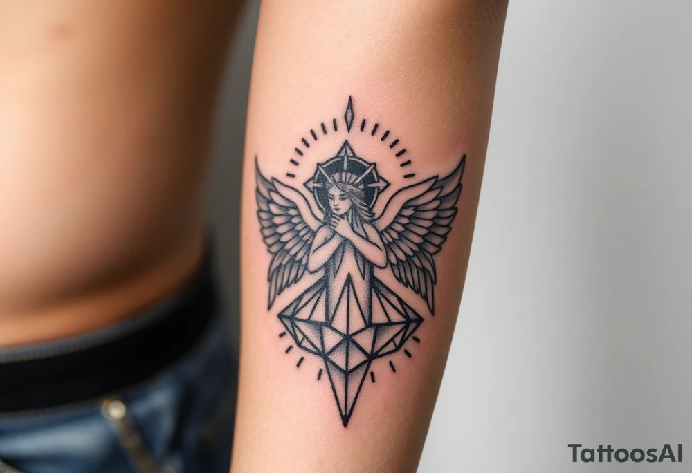 cast all your anxiety on him because he cares for you" with angels tattoo idea