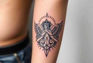 cast all your anxiety on him because he cares for you" with angels tattoo idea