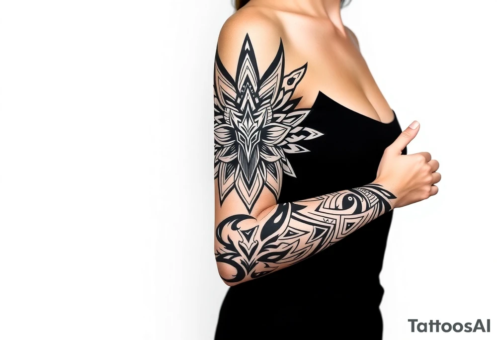 bold line shaman and indian style ready 
desingn tattoo idea