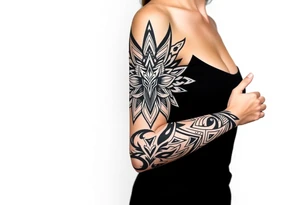 bold line shaman and indian style ready 
desingn tattoo idea