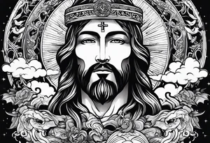 Almighty Jesus Christ ascends from Heaven to battle against the Almighty Serpent tattoo idea