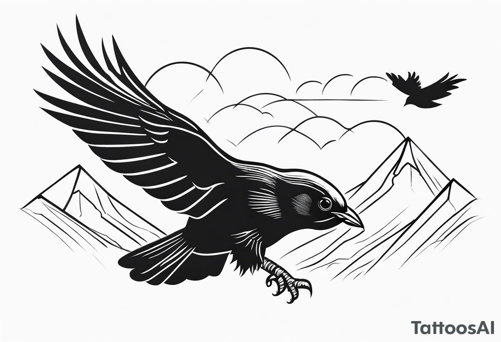 alpine chough flying tattoo idea