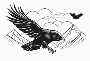 alpine chough flying tattoo idea